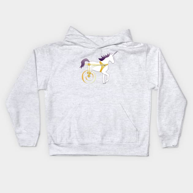 Unicorn On Wheels Kids Hoodie by RollingMort91